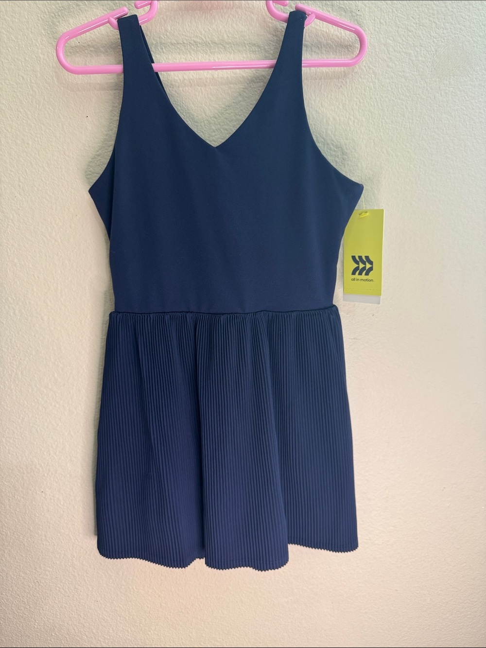 all in motion Navy V-Neck Pleated Skirt Tank Dress